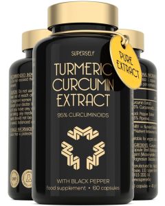 Turmeric Curcumin Capsules High Strength with Black Pepper - Pure Curcumin Extract with 95% Curcuminoids - 60 Tablets One a Day 500mg - Premium Turmeric Herbal Supplements - Enhanced Absorption