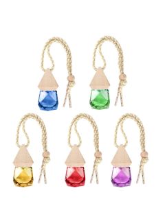 Car Perfume Diffuser Set - 5 Refillable 8ml Glass Bottles, Stylish Air Fresheners for Car, Home & Office, Perfect Hanging Decor
