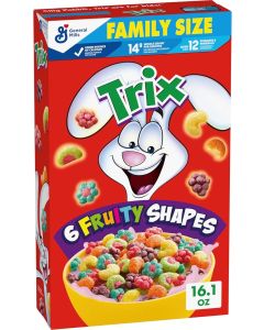 Trix Breakfast Cereal, 6 Fruity Shapes, Whole Grain, Family Size, 16.1 oz