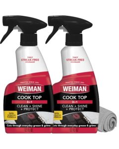 Weiman 2Pack Cooktop Cleaning Spray Microfiber Cloth Cooktop Oven Cleaner for Streak Residue Free NonAbrasive Degreaser Safe for Glass Ceramic