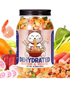 Egcina Dehydrated Freeze-Dried Seafood & Vegetable Mix - 100% Natural Ramen Toppings, 10.58 oz