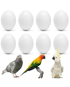WOLEDOE 8Pcs Solid Plastic Parrot Fake Eggs Keeping Them from Laying Anymore Eggs Suit for Medium and Large Parrots Pigeon African Grey Caique Cockatoo Sun Conures and Mini Macaw