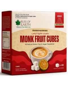 Bliss of Earth Monk Fruit Sweetener Cubes, Zero Calorie Natural Sugar Substitute, Keto & Diabetic Friendly, Sugar Free Sweetener for Tea Coffee & Baking, Pre-Portioned 216g (48 Cubes)