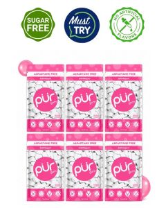PUR Gum 100% Xylitol Chewing Bubblegum, Sugar-Free + Aspartame Free, Vegan + non GMO, 55 Count (Pack of 6)