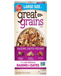 Post Great Grains Raisins, Dates & Pecans Whole Grain Cereal, 16 Ounce