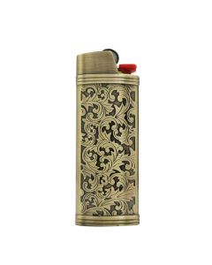 Lucklybestseller Metal Lighter Case Cover Holder Vintage Floral Stamped for BIC Full Size Lighter J6
