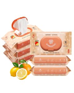 WONDERFUL Flushable Wipes Lemon Citrus 100 PlantBased Wet Butt Wipe for Adults Kids Sewer Septic Safe Gentle for Sensitive Skin Wipes Flushable Pack for Bathroom Travel 6Pack 360 Counts