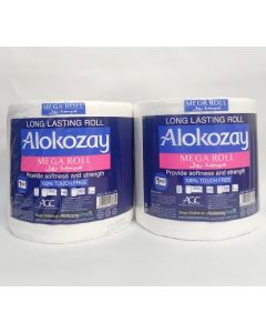 Alokozay Long Lasting Mega Roll Toilet Paper - 1500 Sheets per Roll, Pack of 2 (3000 Sheets Total)