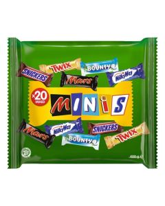 Mixed Minis Chocolate Bulk Pack, 20 Mini Chocolate Bars Snacks (Mars, Snickers, Bounty, Twix, Milky Way), 400 g