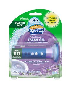 Scrubbing Bubbles Fresh Gel Toilet Bowl Cleaning Stamps Helps Keep Toilet Clean and Helps Prevent Limescale Rings Lavender Scent 1 Dispenser with 6 Fresh Gel Stamps