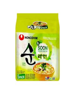 Nongshim Soon Veggie Ramyun Noodle Soup Halal, 5 Pack, Beige (64)