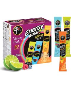 4C Energy Rush Stix Variety Pack - 40 Count Sugar Free Drink Mix with Taurine
