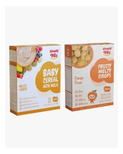 Simply Fils Baby Cereal with Milk Millet 4 Fruits + Simply Fils Fruity Melty Drops Orange Prune