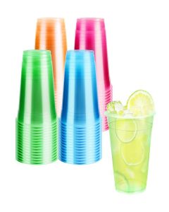 WYTAOHZL 60 Pack 12 Oz Neon Plastic Cups Glowing Plastic Neon Cups for Party Disposable Cup for Wedding Birthday and Party