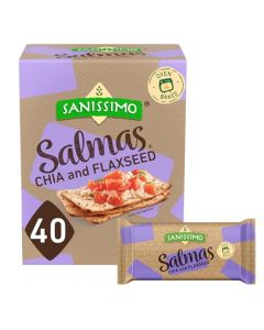 Sanissimo Salmas Chia Flaxseed 40 Packs of 3 Crackers Oven Baked Corn Crackers Gluten Free NonGMO Kosher Certified