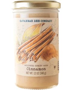 Savannah Bee Company Whipped Honey with Cinnamon - All Natural Spreadable Honey, 12 Ounce