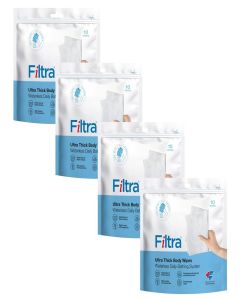 FILTRA® Ultra Thick Body Wipes / Adult Wipes / Bed Bath / Bathing Wipes Pre-Moistened / Re-Sealable Zip Lock / Shower Replacement / (10 count (Pack of 4))