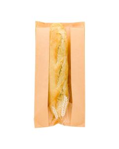 Restaurantware Bag Tek 58 Inch x 28 x 115 Inch Bread Paper Bags 100 Greaseproof Baguette Paper Bags Micro Perforated Clear Window Brown Paper Bakery Bread Bags Recyclable Freezer Safe