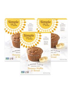 Simple Mills Almond Flour Baking Mix Gluten Free Banana Bread Mix Muffin Pan Ready Made with whole foods 3 Count Packaging May Vary