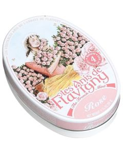 Les Anis de Flavigny French Mints Candy Rose Flavor Hard Candy Natural Gourmet Sweets in Classic Tin 50g 175 oz