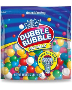 Dubble Bubble Gumball Machine Refill - 53 Ounce Bag of Assorted Fruit-Flavored Gumballs