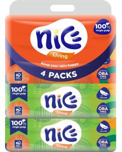 NICE Living Facial Tissues by the Makers of PASEO, 100% Virgin Pulp, Extra Soft, OBA Free, 100 Pulls 2 Ply, 12 Packs