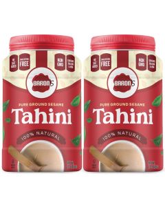 Barons Kosher 100 Pure Ground Sesame Tahini 16ounce Jars 1 Pound Pack of 2