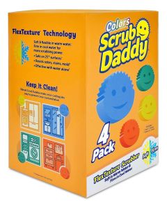 Scrub Daddy Original 4 Pack, Cleaning Sponges for Washing Up, Dish and Kitchen Sponge - as used by Mrs Hinch, Non Scratch Multi-Use Scrubbing, With FlexTexture Firm and Soft Design, Dishwashing Safe