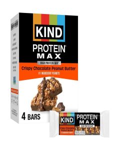 KIND Protein MAX Crispy Chocolate Peanut Butter Snack Bars, 20g of Protein, Keto Friendly, 1g of Sugar Per Bar, Gluten Free, 4 Count Box