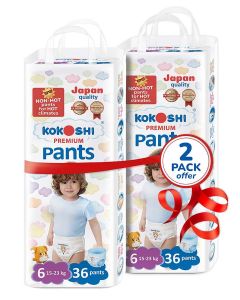 Kokoshi Premium Baby Pants Size 6 (15–23kg), 72 pcs – Ultra-Soft, Hypoallergenic, 12h Protection, Breathable, Leak-Proof Japanese Pull-Up Nappies