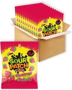 SOUR PATCH KIDS Strawberry Soft & Chewy Candy - Bulk Pack of 12 Bags (3.6 oz each)