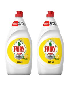 Fairy Plus Lemon Fragranced Dish Washing Liquid- 2X600ml