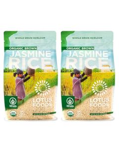 Lotus Foods Organic Brown Jasmine Rice Whole Grain Jasmine Rice Gluten Free Brown Rice Organic Rice Long Grain Asian Sticky Rice Quick Cook Rice in Bulk Gluten Free 30 Oz Pack of 2