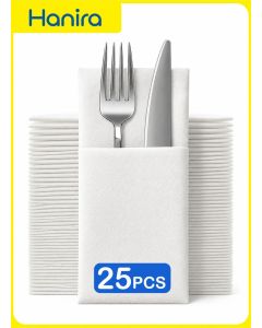 25PCS Disposable Linen Feel Napkin Pocket For Elegant Dining Table Settings