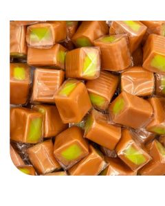 Caramel Cubes Candy 2 Pound Pack 150 Count Green Apple Filling Individually Wrapped