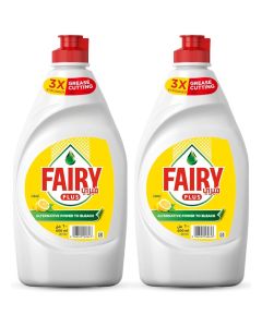 Fairy Plus Lemon Dishwashing Liquid Soap, With Alternative Power To Bleach, 2x600ml