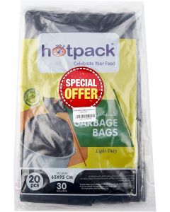 Hotpack Garbage Bag 65x95cm, 30 Gallon, 20 Pieces, Pack of 3, 60 Bags