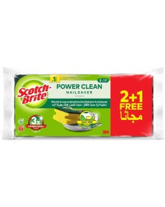 Scotch-Brite Heavy Duty Classic Nail Saver Scrub Sponge, 3 (2+1 Free) units/pack
