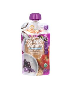 Happy Family Organics, Happy Tot, Super Morning, Dairy Free, For 2+ Years, Organic Apples, Acai, Coconutmilk, Oats & Chia, 4 oz (113 g)