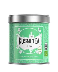 Kusmi Tea - Detox - Organic blend of green tea, maté and lemon - For drinking hot or as iced tea - Metal tea tin 100g - For approx. 50 cups