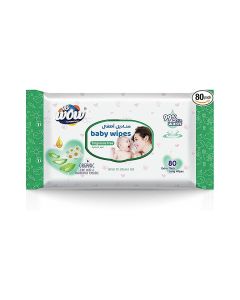 WOW Baby Wipes - Fragrance Free 99% Water Wipes / Extra Thick Long Wipes with Organic Aloe Vera, Chamomile Extract and Vitamin E, Gentle on sensitive skin/ 80's Single Pack