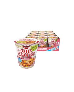 Nissin Cup Noodles Soup Beef Flavor Microwaveable Paper Cups Instant Ramen 225 Ounce Pack of 12