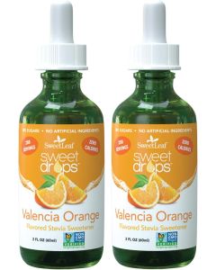 SweetLeaf Valencia Orange Flavored Stevia Sweetener Drops - Set of 2 (2 FL OZ Each)