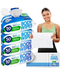XL Body Wipes for Adults 4 Pack 200 Shower Cloths 16 Travel Sheets 10 x 115 No Rinse Disposable Washcloths for Elderly Care After Surgery Recovery