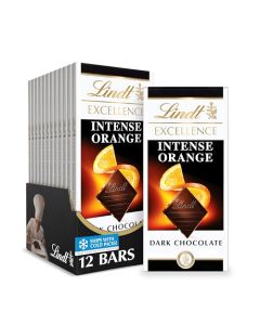 Lindt EXCELLENCE Intense Orange Dark Chocolate Bar Dark Chocolate Candy with Orange and Almond Slivers 35 oz 12 Pack