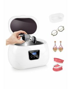 Ultrasonic Jewelry Cleaner Machine with Basket Stand - Portable Sonic Cleaner for Rings, Earrings, Necklaces, Glasses, Watches, Coins, and Dentures. Perfect for Deep Cleaning!