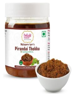 Delight Foods Mylapore Iyer's Pirandai Thokku Rice Mix / Homemade Recipe Made with Gingelly / Sesame Oil / Tamil Nadu Special / Veldt Grape Rice Mix / NO PRESERVATIVES (300g)