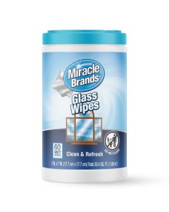 MiracleWipes for Glass Disposable and Streak Free Cleaning Wipes for Mirrors Windows Kitchen Home and Auto 60 Count