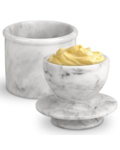 Butter Crock with Lid Soft Spreadable Butter keeper Marble French Butter Keeper to Leave On Counter Butter Dish Home and Kitchen Decor for Countertop White Grey Large