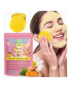 Kojic Acid & Turmeric Cleansing Pads for Dark Spots Turmeric Kojic Acid Cleansing Pads Helps Balance Skin Oil & Water Fade Spot Remove Excess Keratin Clean Oil Refines Pores